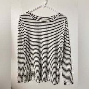 🆕 NWOT, Time and Tru, Long-Sleeve Striped Shirt, Size XL (16-18), White/Black